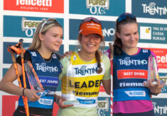 Die Besten der Gesamtwertung: Minja Korhonen (FIN), Nathalie Armbruster (GER), Ema Volavsek (SLO), (l-r)
