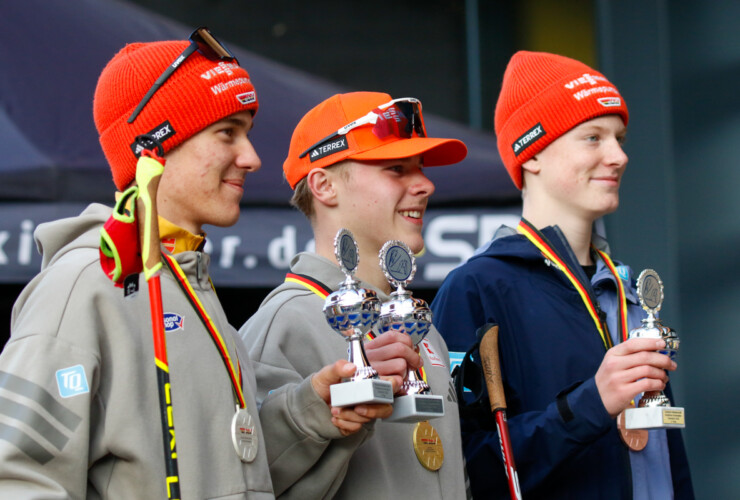 Das Podium der Junioren: Michael Uhr (GER), Felix Brieden (GER), Marcel Dickhaut (GER) (l-r)