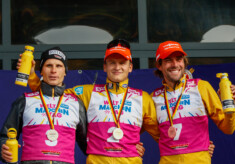 Podium bei den Männern: David Mach (GER), Julian Schmid (GER), Johannes Rydzek (GER), (l-r)