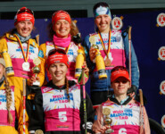 Podium bei den Frauen: Jenny Nowak (GER), Nathalie Armbruster (GER), Trine Göpfert (GER), (l-r)