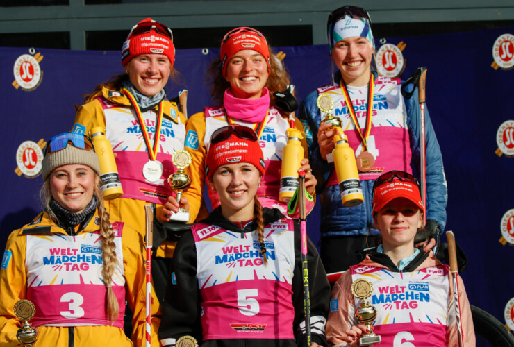 Podium bei den Frauen: Jenny Nowak (GER), Nathalie Armbruster (GER), Trine Göpfert (GER), (l-r)