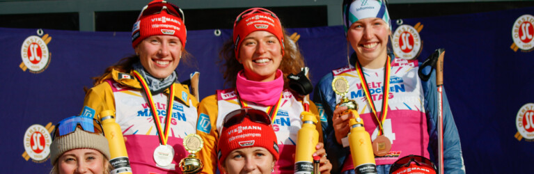 Podium bei den Frauen: Jenny Nowak (GER), Nathalie Armbruster (GER), Trine Göpfert (GER), (l-r)