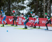 Ilkka Herola (FIN), Johannes Rydzek (GER), Kristjan Ilves (EST), Franz-Josef Rehrl (AUT), Aleksander Skoglund (NOR), Wendelin Thannheimer (GER), (l-r)
