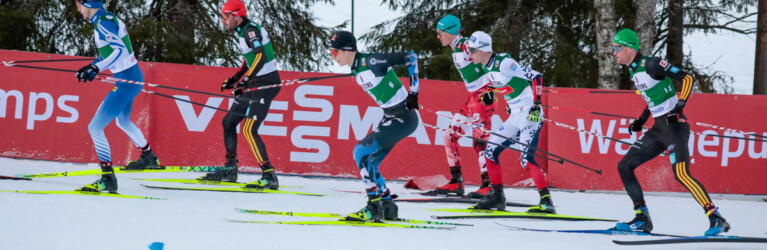 Ilkka Herola (FIN), Johannes Rydzek (GER), Kristjan Ilves (EST), Franz-Josef Rehrl (AUT), Aleksander Skoglund (NOR), Wendelin Thannheimer (GER), (l-r)