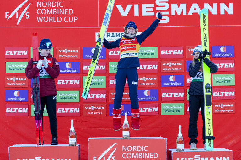 Das Podium der Damen: Alexa Brabec (USA), Ida Marie Hagen (NOR), Minja Korhonen (FIN), (l-r)