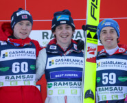 Das Podium der Herren: Jens Luraas Oftebro (NOR), Thomas Rettenegger (AUT), Stefan Rettenegger (AUT), (l-r)