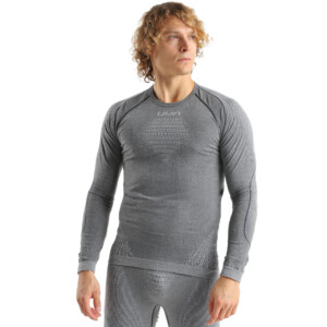 UYN Herren Langarm Shirt EVOLUTYON BIOTECH dark grey melange/blue