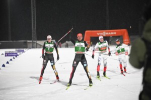 Vinzenz Geiger (GER), Johannes Rydzek (GER), Jens Luraas Oftebro (NOR), Einar Luraas Oftebro (NOR) (l-r)