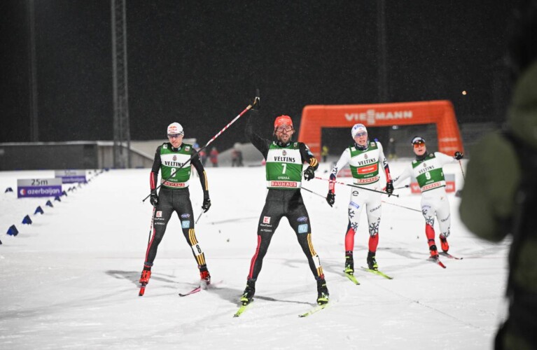 Vinzenz Geiger (GER), Johannes Rydzek (GER), Jens Luraas Oftebro (NOR), Einar Luraas Oftebro (NOR) (l-r)