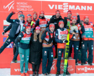 Richard Stenzel (GER), Johannes Rydzek (GER), Julian Schmid (GER), Coach Eric Frenzel (GER), Maria Gerboth (GER), Coach Kai Bracht (GER), (l-r)