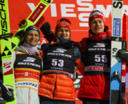 Massenstart-Sieger: Johannes Lamparter (AUT), Julian Schmid (GER), Einar Luraas Oftebro (NOR), (l-r)