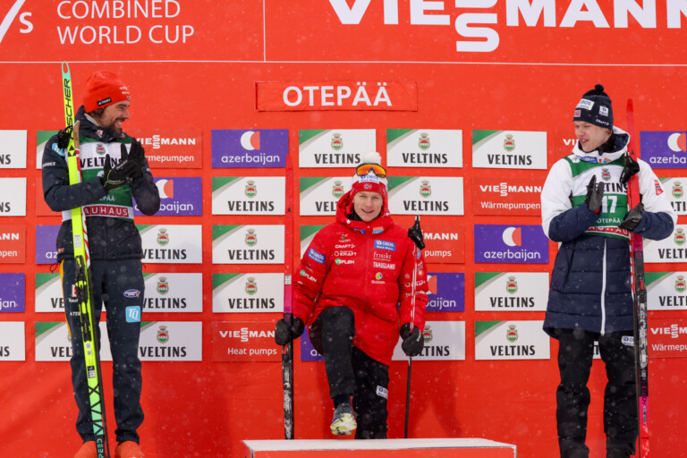 Johannes Rydzek (GER), Einar Oftebro (NOR), Andreas Skoglund (NOR), (l-r)