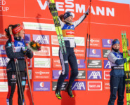 Das Podium der Frauen: Nathalie Armbruster (GER), Ida Marie Hagen (NOR), Minja Korhonen (FIN), (l-r)