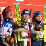 Das Podium der Frauen: Nathalie Armbruster (GER), Ida Marie Hagen (NOR), Minja Korhonen (FIN), (l-r)