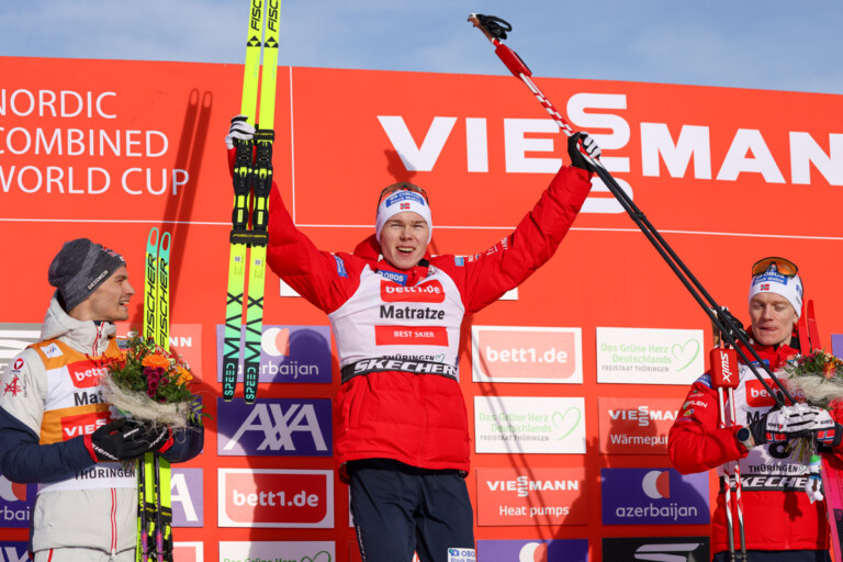 Das Podium der Männer: Johannes Lamparter (AUT), Jens Luraas Oftebro (NOR), Einar Luraas Oftebro (NOR), (l-r)