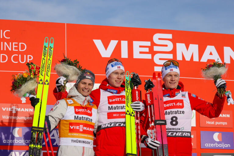 Das Podium der Männer: Johannes Lamparter (AUT), Jens Luraas Oftebro (NOR), Einar Luraas Oftebro (NOR), (l-r)