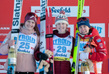Das Podium der Frauen: Ema Volavsek (SLO), Alexa Brabec (USA), Ida Marie Hagen (NOR), (l-r)