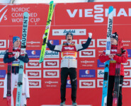 Das Podium der Männer: Stefan Rettenegger (AUT), Johannes Lamparter (AUT), Andreas Skoglund (NOR), (l-r)