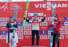 Das Podium der Männer: Stefan Rettenegger (AUT), Johannes Lamparter (AUT), Andreas Skoglund (NOR), (l-r)