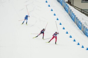 Der Zieleinlauf: Eero Hirvonen (FIN), Johannes Lamparter (AUT), Jens Luraas Oftebro (NOR), (l-r)