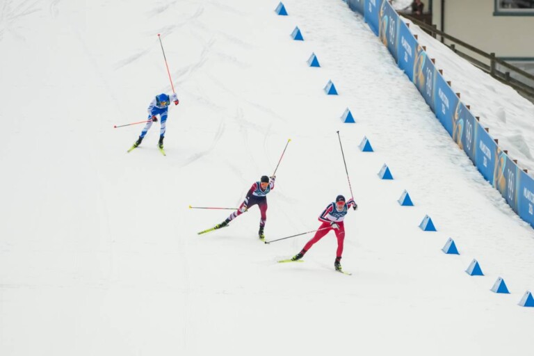 Der Zieleinlauf: Eero Hirvonen (FIN), Johannes Lamparter (AUT), Jens Luraas Oftebro (NOR), (l-r)