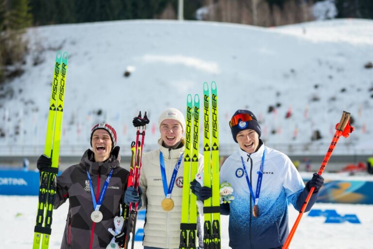 Die Medaillengewinner: Johannes Lamparter (AUT), Jens Luraas Oftebro (NOR), Eero Hirvonen (FIN), (l-r)