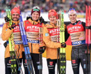 Johannes Rydzek (GER), Wendelin Thannheimer (GER), Julian Schmid (GER), Vinzenz Geiger (GER), (l-r) in Trondheim (NOR) 2025