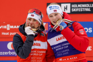 Beste Läuferin und beste Springerin: Ida Marie Hagen (NOR), Ingrid Laate (NOR), (l-r)