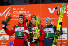Oftebrodium mit Finne: Einar Luraas Oftebro (NOR), Jens Luraas Oftebro(NOR), Ilkka Herola (FIN), (l-r)