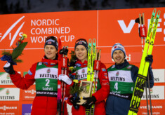 Oftebrodium mit Finne: Einar Luraas Oftebro (NOR), Jens Luraas Oftebro(NOR), Ilkka Herola (FIN), (l-r)