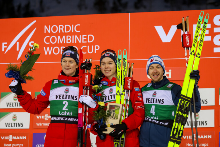 Oftebrodium mit Finne: Einar Luraas Oftebro (NOR), Jens Luraas Oftebro(NOR), Ilkka Herola (FIN), (l-r)