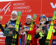 Die Tagessiegerinnen: Tara Geraghty-Moats (USA), Ida Marie Hagen (NOR), Minja Korhonen (FIN), (l-r)