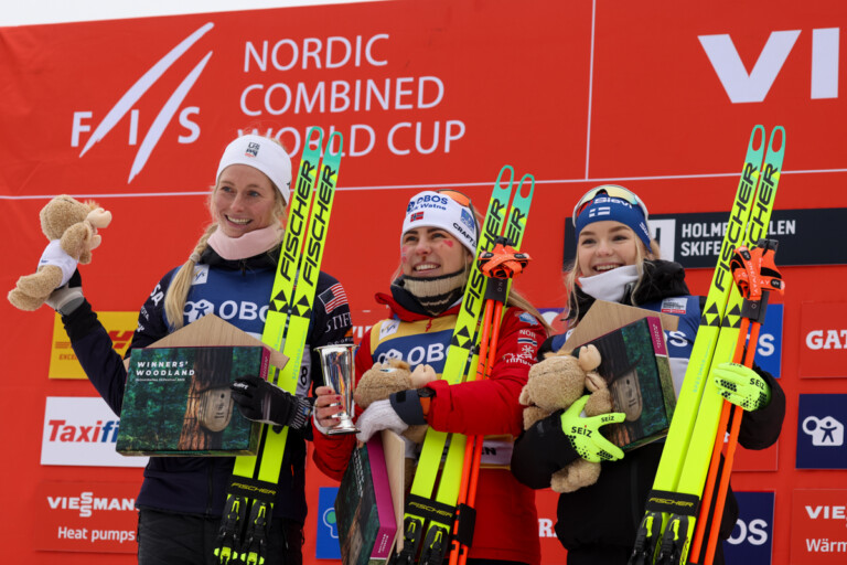 Die Tagessiegerinnen: Tara Geraghty-Moats (USA), Ida Marie Hagen (NOR), Minja Korhonen (FIN), (l-r)