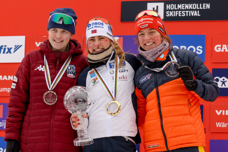 Top 3 Massenstart: Alexa Brabec (USA), Ida Marie Hagen (NOR), Nathalie Armbruster (GER), (l-r)