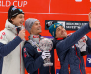 Top 3 Massenstart: Thomas Rettenegger (AUT), Johannes Lamparter (AUT), Stefan Rettenegger (AUT), (l-r)