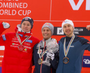 Top 3 Compact-Weltcup: Jens Luraas Oftebro (NOR), Johannes Lamparter (AUT), Ilkka Herola (FIN), (l-r)