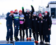 Florian Aichinger, Jenny Nowak, Nathalie Armbruster, Ronja Loh, Trine Göpfert, Nina Jung, Tim Kopp (alle GER), (l-r)
