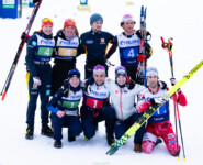 Jenny Nowak (GER), Nathalie Armbruster (GER), Christian Frank (GER), Benedikt Gräbert (GER); Claudia Purker (AUT), Fabio Obermeyr (AUT), Lisa Hirner (AUT), Christian Deuschl (AUT) (l-r)