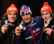 Johannes Rydzek (GER), Jason Lamy Chappuis (FRA), and Eric Frenzel (GER) 2020