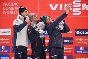 Thomas Rettenegger (AUT), Johannes Lamparter (AUT), Stefan Rettenegger (AUT), (l-r) beim Weltcupfinale in Oslo (NOR) (Archivbild)