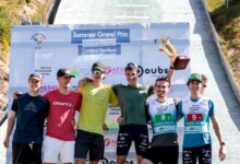 Gael Blondeau (FRA), Matteo Baud (FRA), Marco Heinis (FRA), Laurent Muhlethaler (FRA), Mael Tyrode (FRA), Edgar Vallet (FRA), (l-r) beim Sommer Grand prix in Frankreich 2025