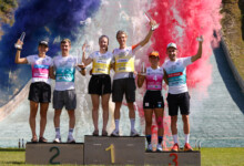 Katharina Gruber (AUT), Manuel Faisst (GER), Ema Volavsek (SLO), David Mach (GER), Nathalie Armbruster (GER), Fabio Obermeyr (AUT), (l-r)