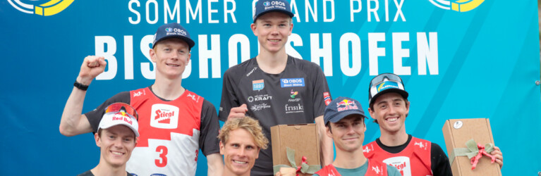 Das Herren-Podium: Kristjan Ilves (EST), Einar Luraas Oftebro (NOR), David Mach (GER), Jens Luraas Oftebro (NOR), Vinzenz Geiger (GER), Stefan Rettenegger (AUT), (l-r)