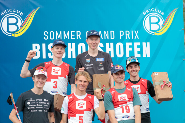 Das Herren-Podium: Kristjan Ilves (EST), Einar Luraas Oftebro (NOR), David Mach (GER), Jens Luraas Oftebro (NOR), Vinzenz Geiger (GER), Stefan Rettenegger (AUT), (l-r)