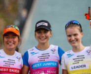 Das Podium der Frauen: Nathalie Armbruster (GER), Katharina Gruber (AUT), Ema Volavsek (SLO), (l-r)