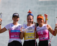 Die Top 3 des Sommers bei den Damen: Katharina Gruber (AUT), Ema Volavsek (SLO), Nathalie Armbruster (GER), (l-r)